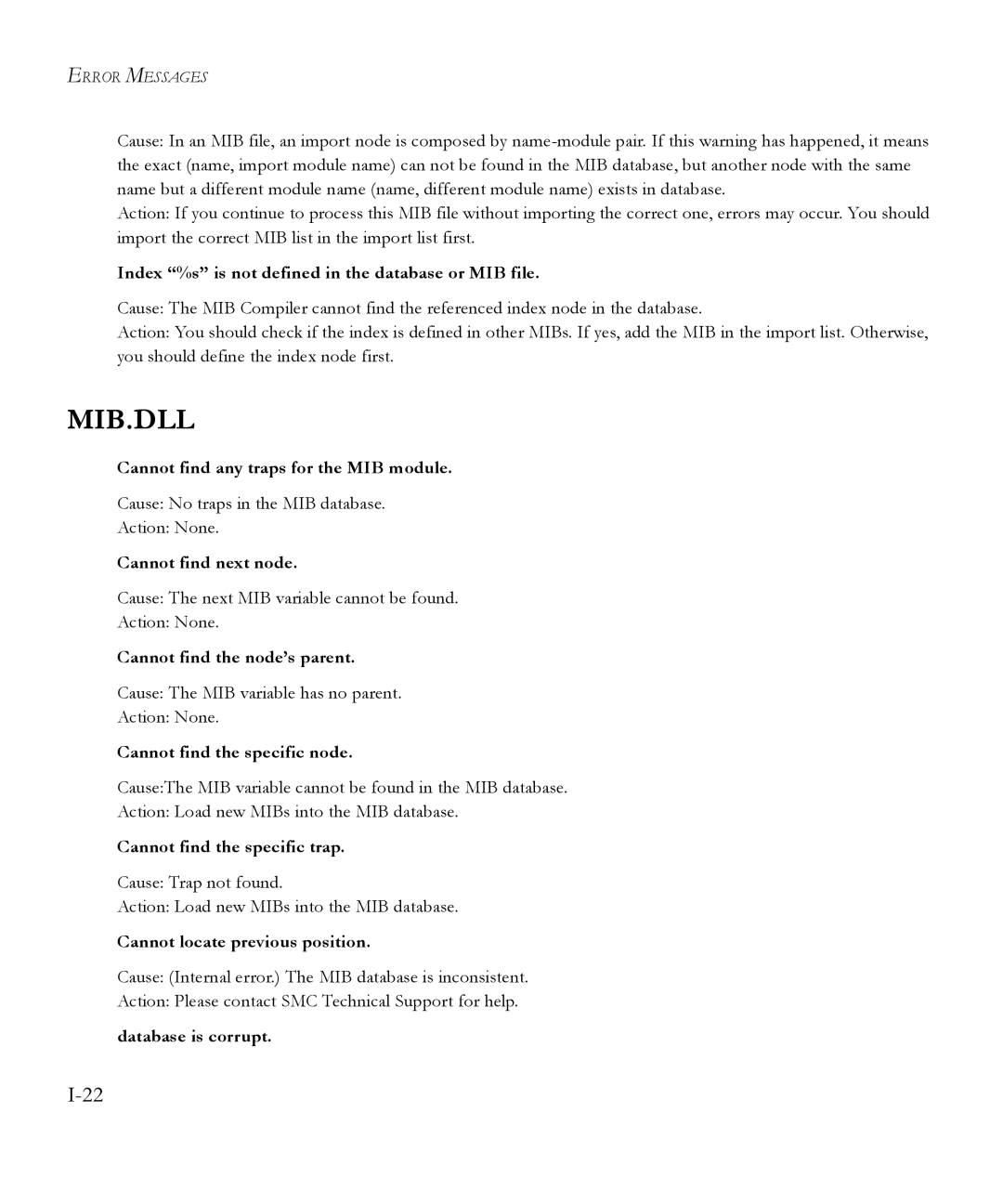 SMC Networks 6.20 manual Index %s is not defined in the database or MIB file, Cannot find any traps for the MIB module 