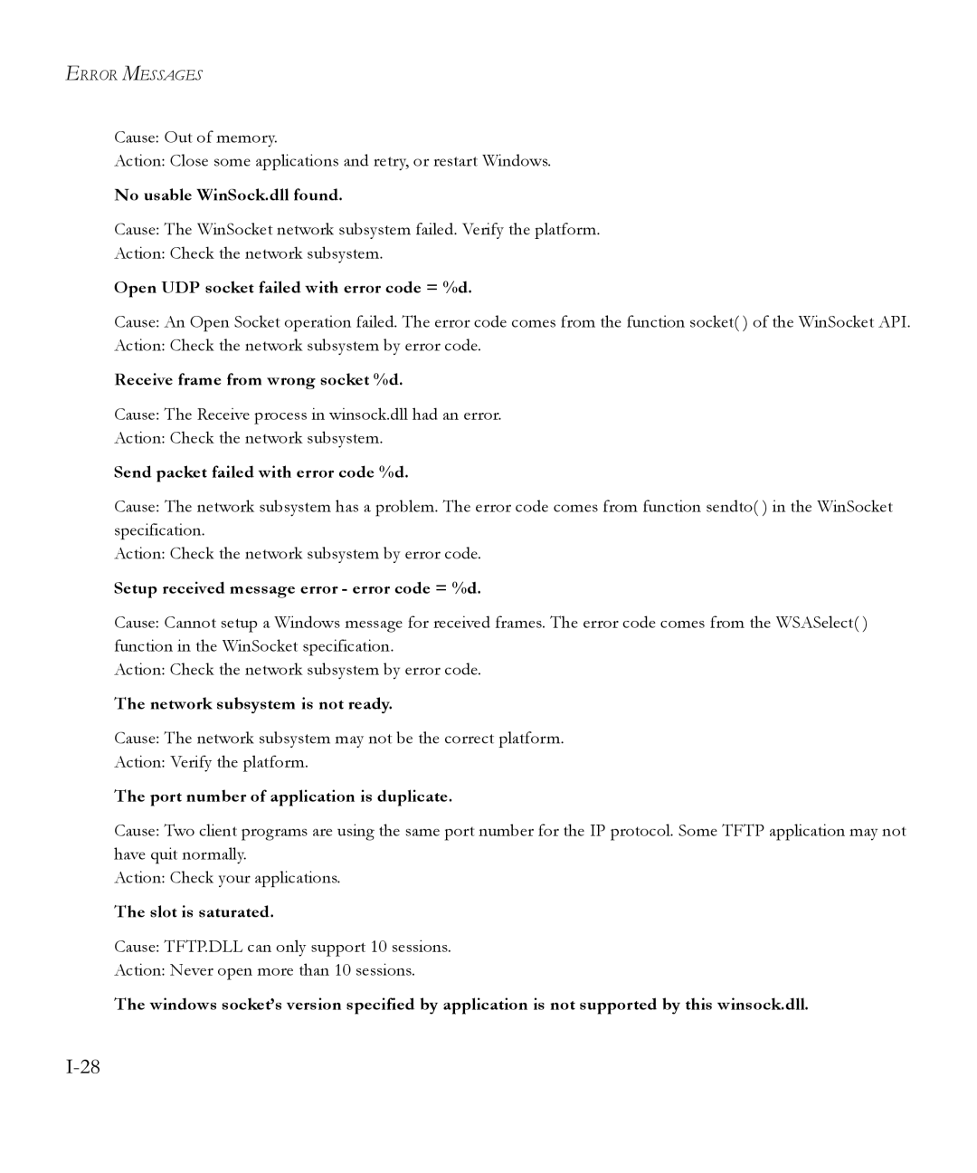 SMC Networks 6.20 manual Receive frame from wrong socket %d, Setup received message error error code = %d 