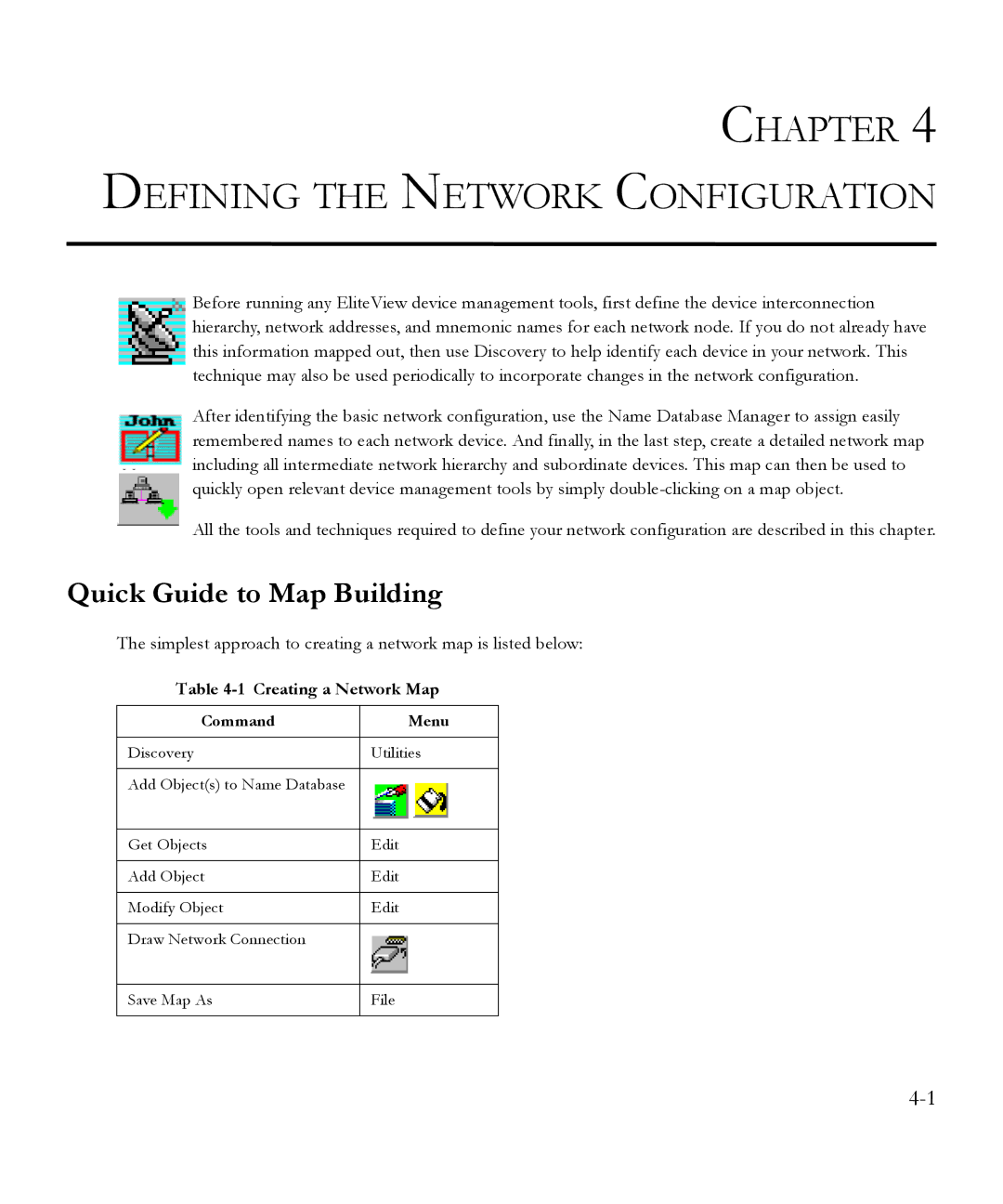 SMC Networks 6.20 manual Quick Guide to Map Building, Creating a Network Map, Command Menu 