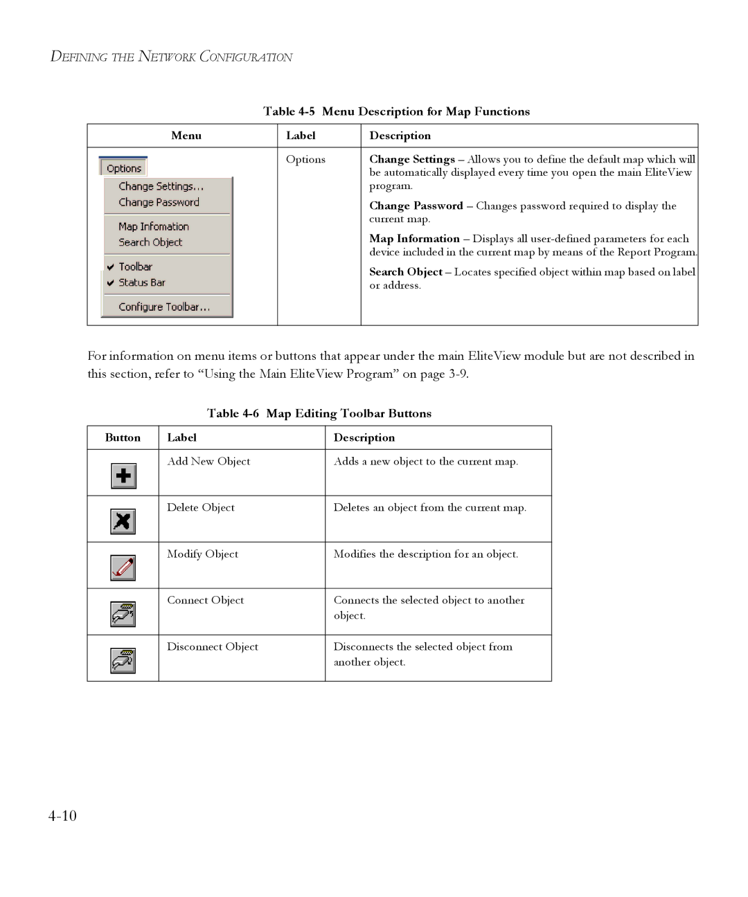 SMC Networks 6.20 manual Map Editing Toolbar Buttons, Button Label Description 