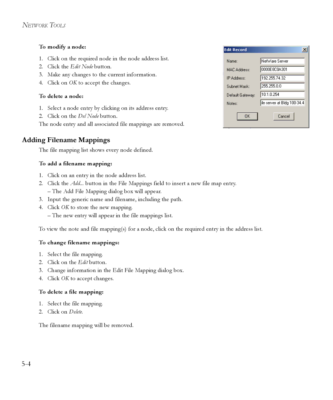 SMC Networks 6.20 manual Adding Filename Mappings 