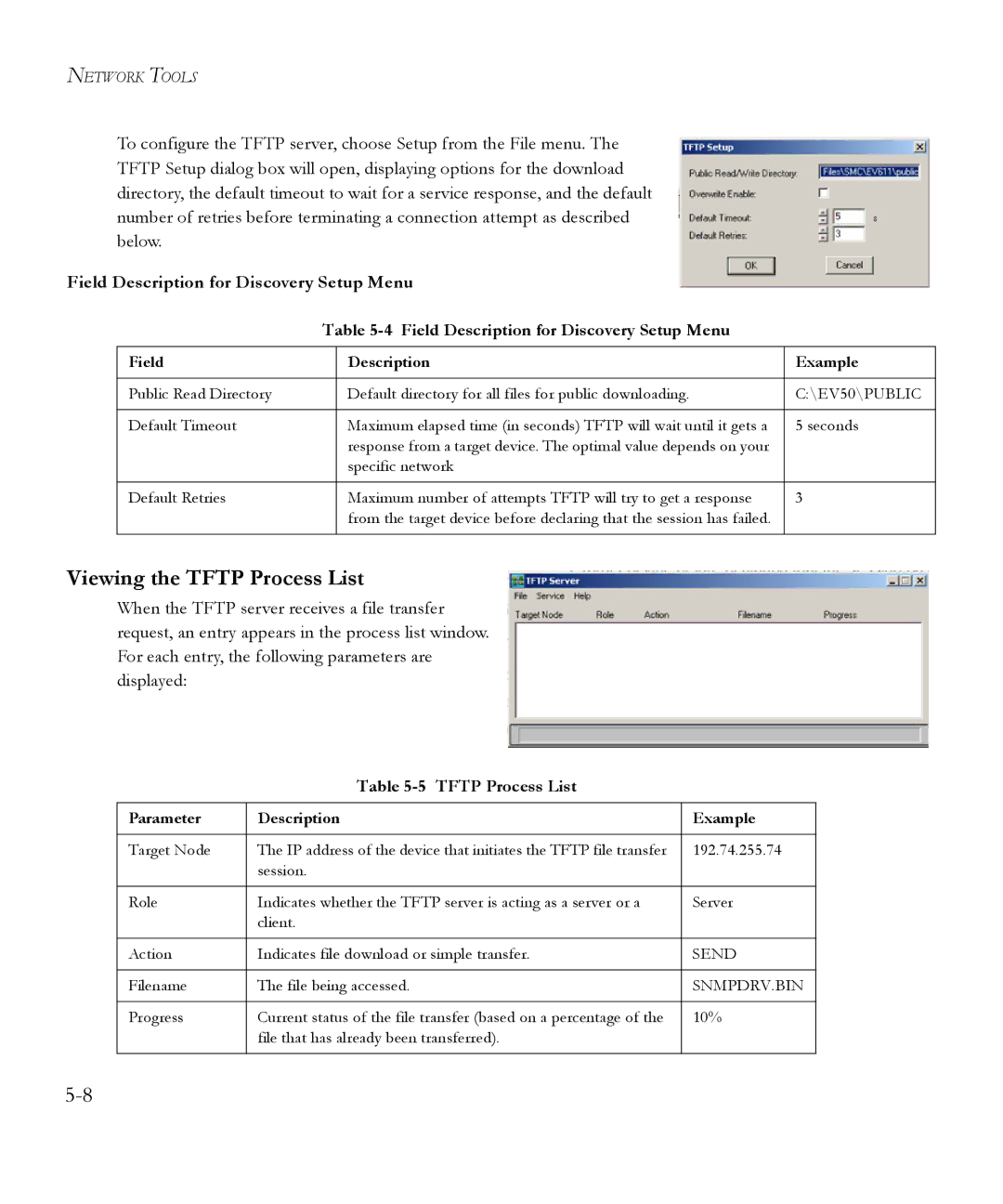 SMC Networks 6.20 manual Viewing the Tftp Process List, Field Description Example 