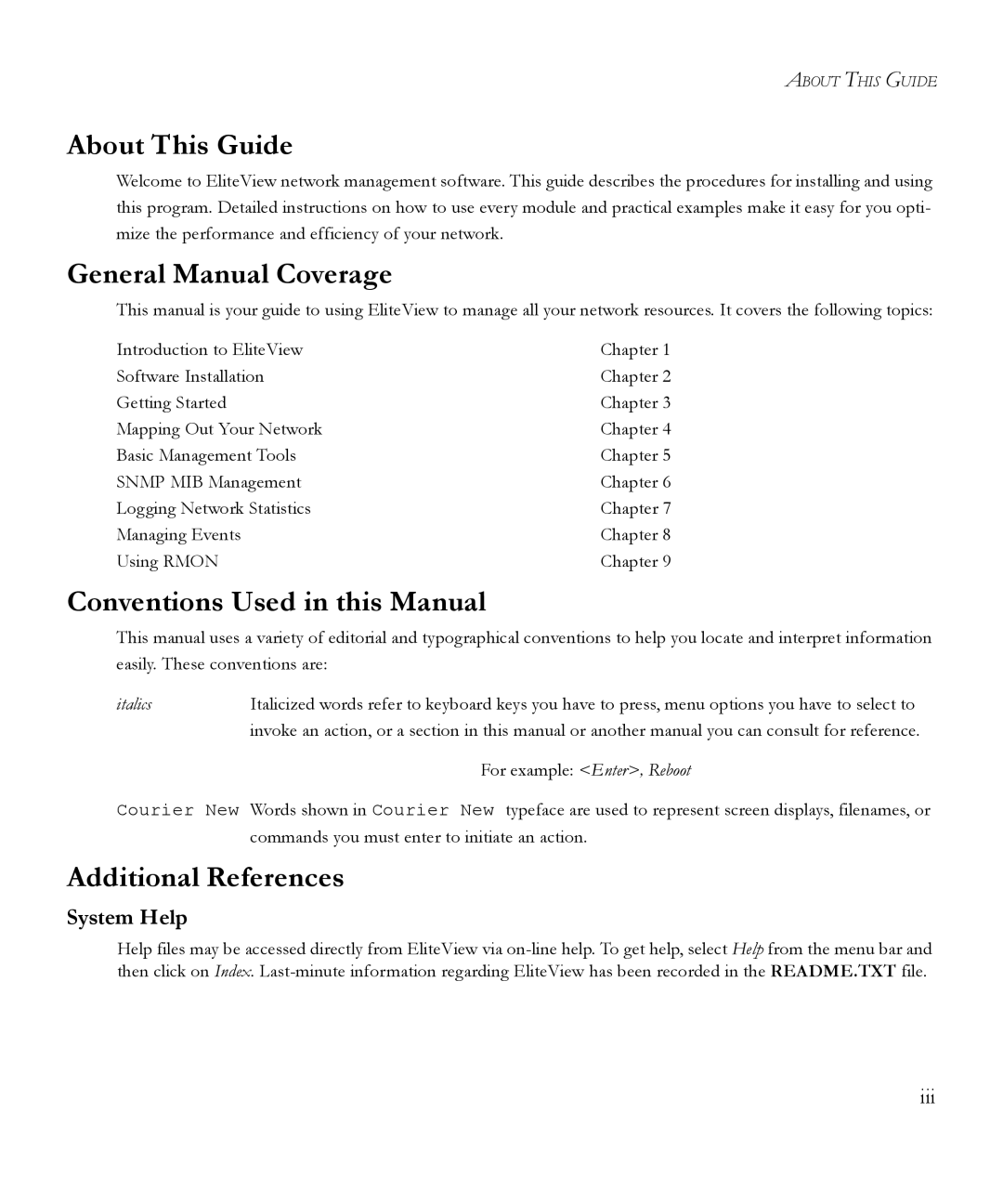 SMC Networks 6.20 manual About This Guide, General Manual Coverage, Conventions Used in this Manual, Additional References 