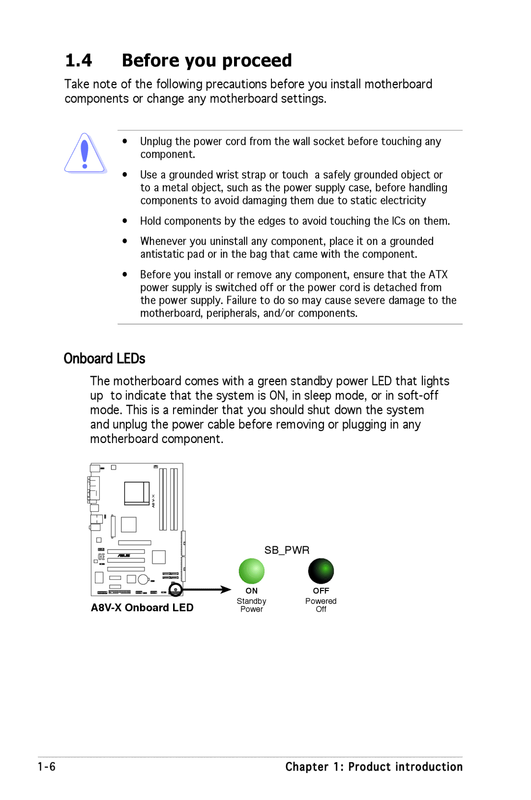 SMC Networks A8V-X manual Before you proceed, Onboard LEDs 