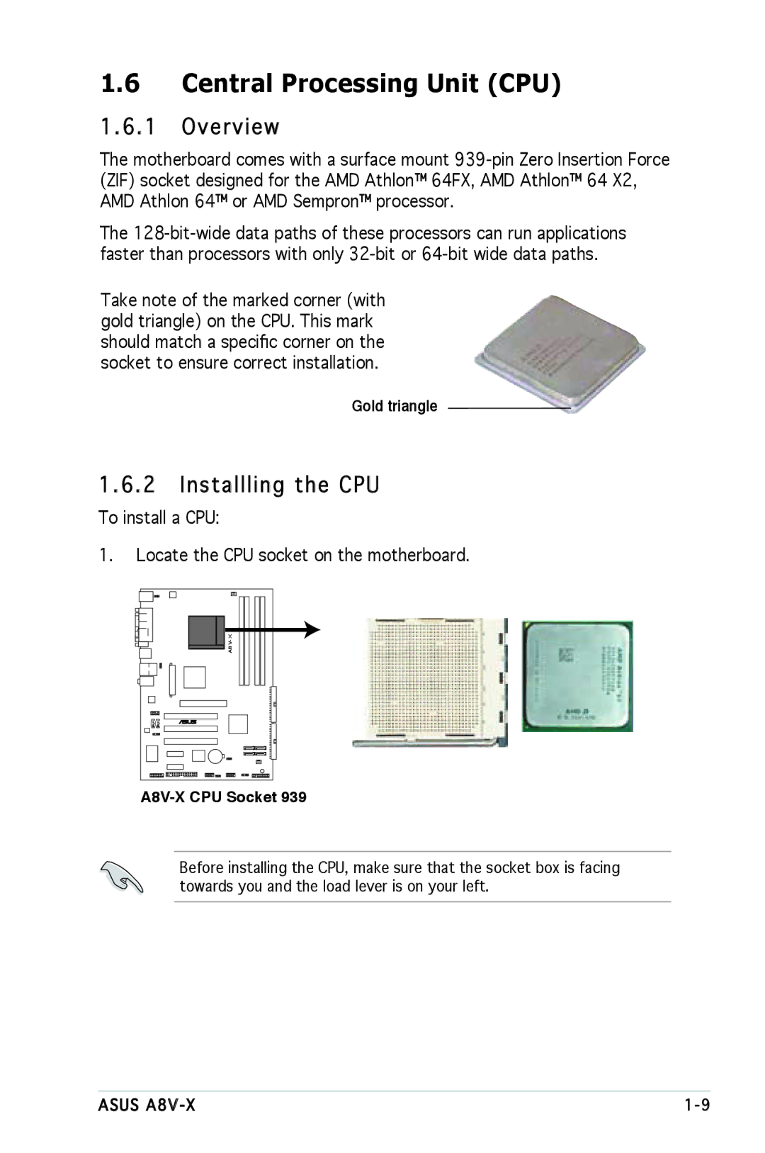 SMC Networks A8V-X manual Central Processing Unit CPU, Overview, Installling the CPU 