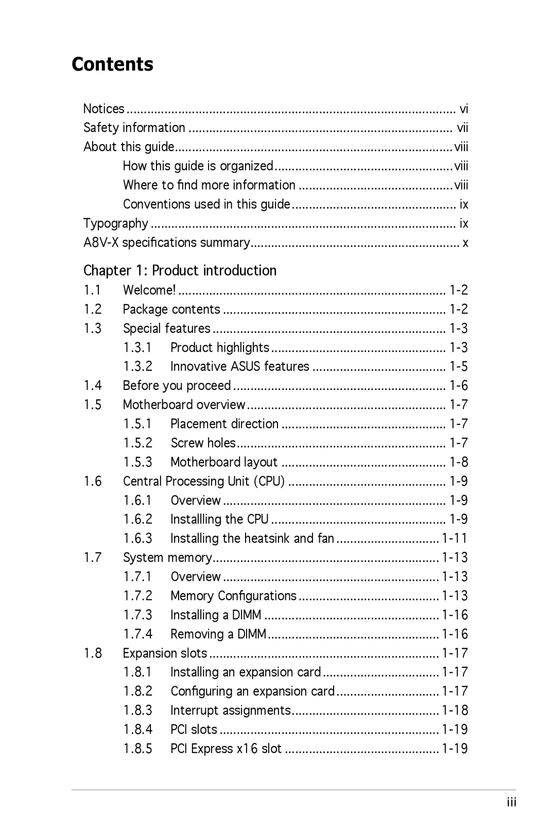 SMC Networks A8V-X manual Contents 