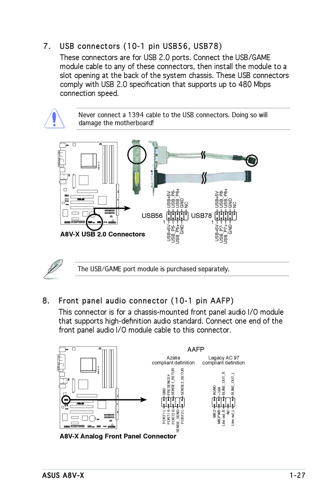 SMC Networks A8V-X manual USB56 USB78 