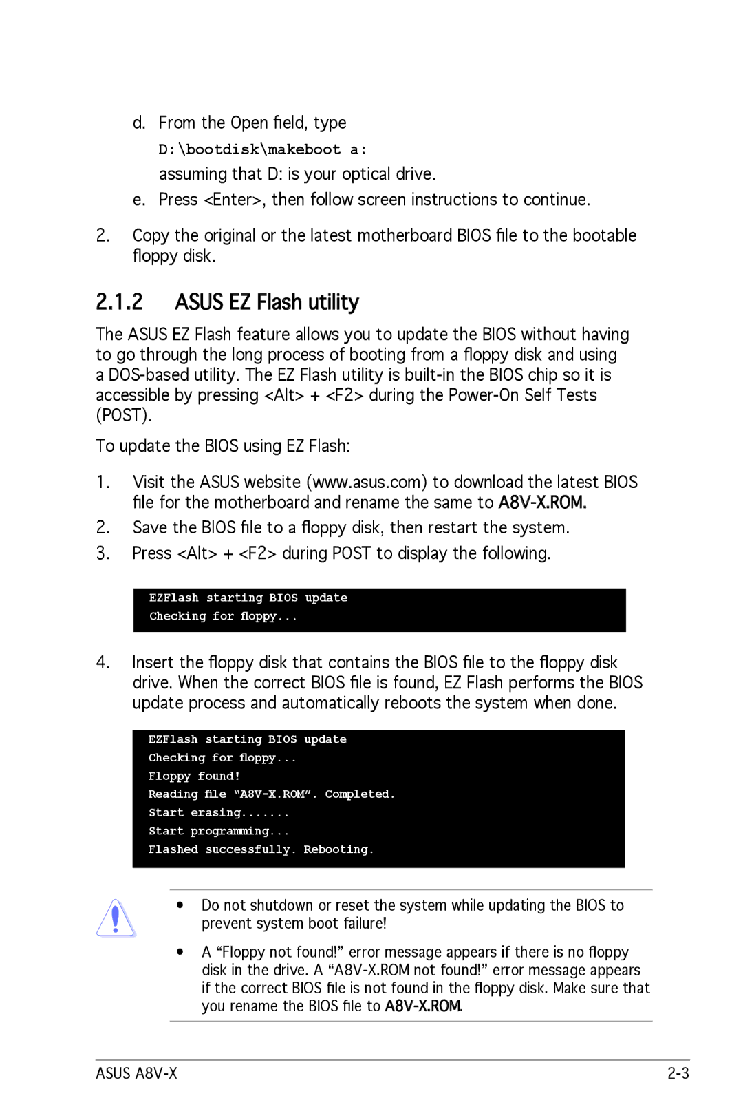 SMC Networks A8V-X manual Asus EZ Flash utility, From the Open ﬁeld, type 