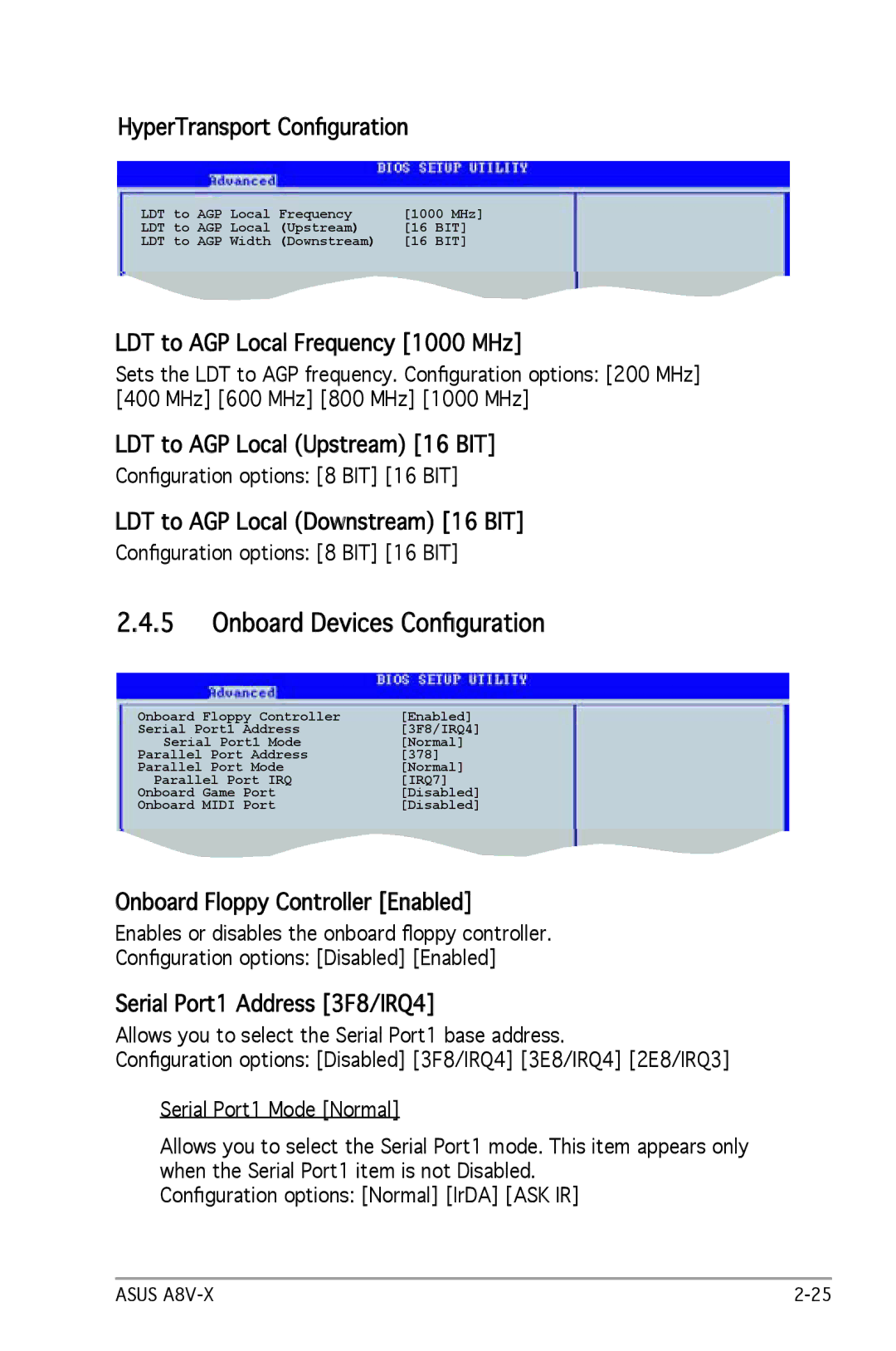 SMC Networks A8V-X manual Onboard Devices Conﬁguration 