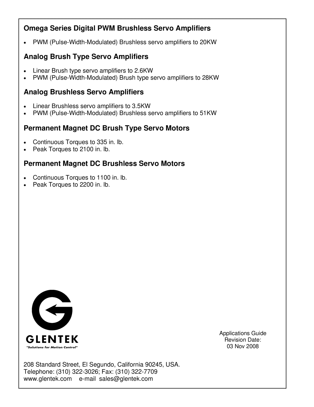 SMC Networks manual Omega Series Digital PWM Brushless Servo Amplifiers 