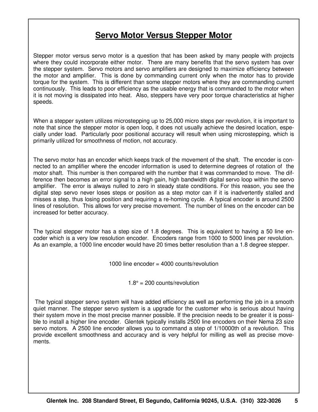 SMC Networks Amplifier manual Servo Motor Versus Stepper Motor 