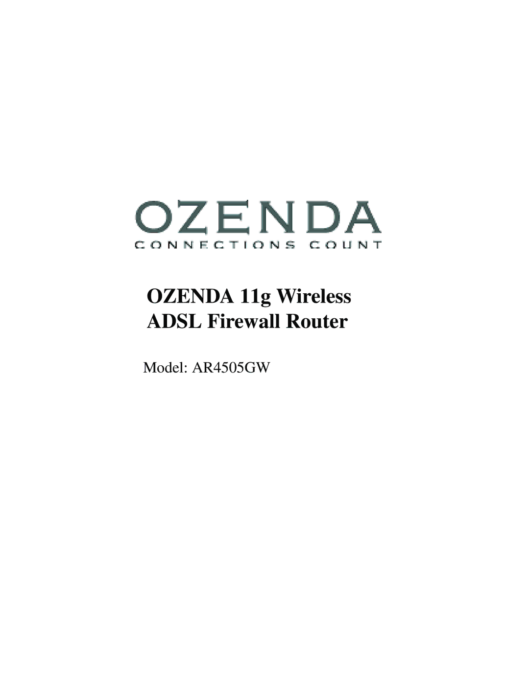 SMC Networks AR4505GW manual Ozenda 11g Wireless Adsl Firewall Router 