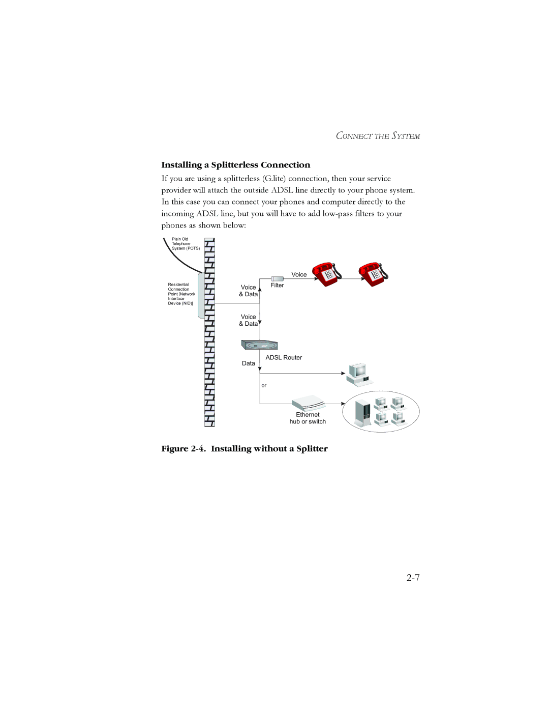 SMC Networks AR4505GW manual Installing a Splitterless Connection, Installing without a Splitter 