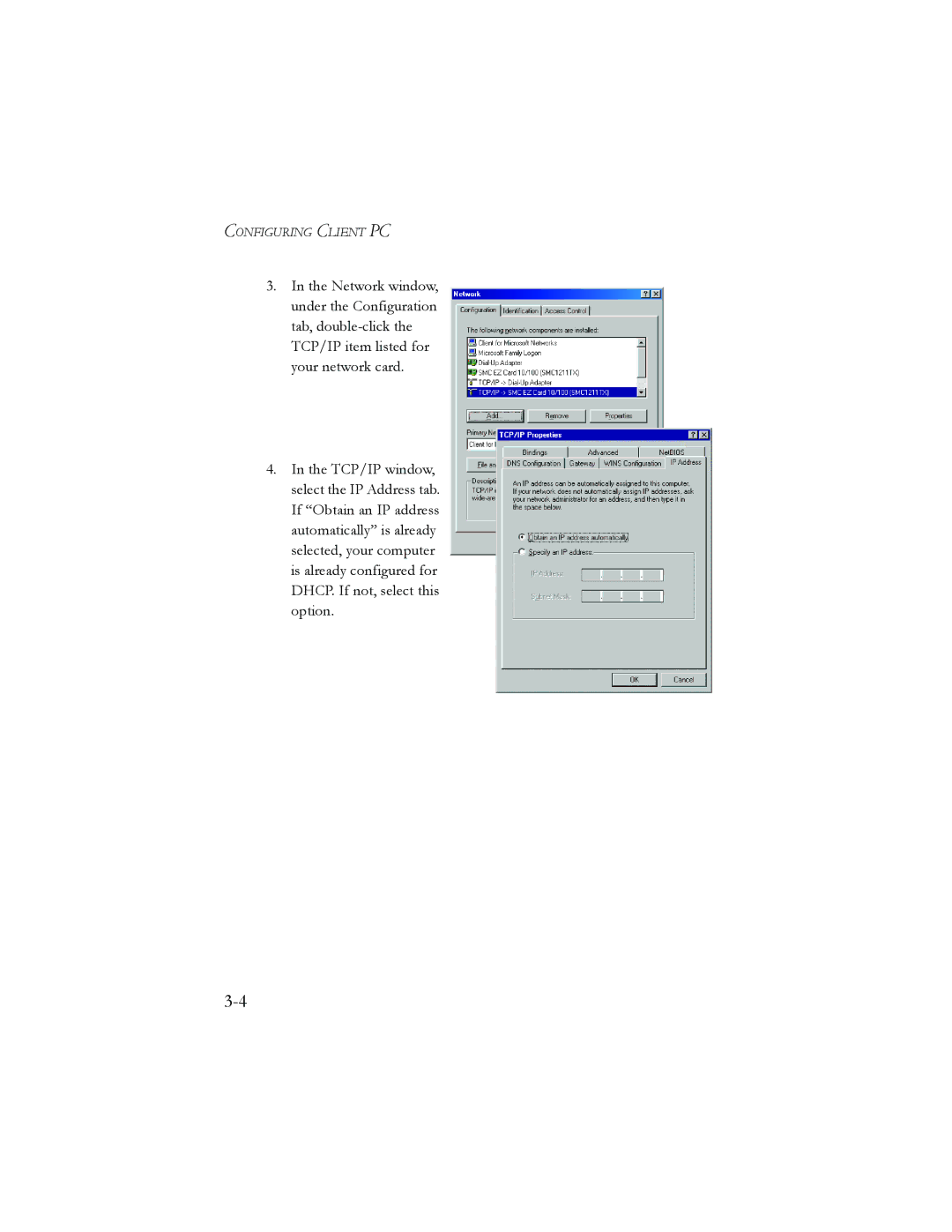 SMC Networks AR4505GW manual Configuring Client PC 