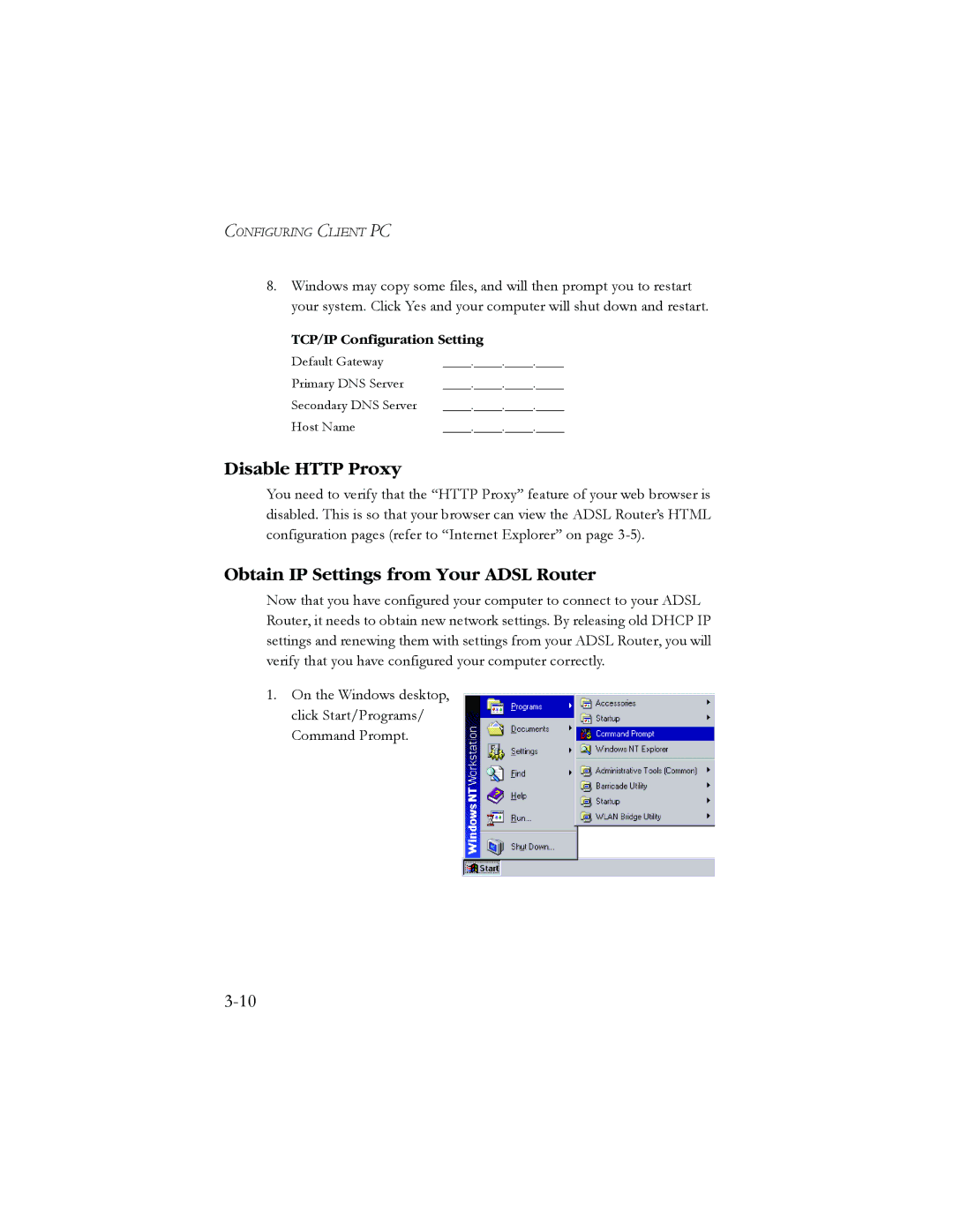 SMC Networks AR4505GW manual Disable Http Proxy 