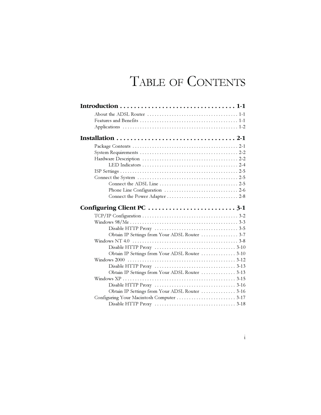 SMC Networks AR4505GW manual Table of Contents 