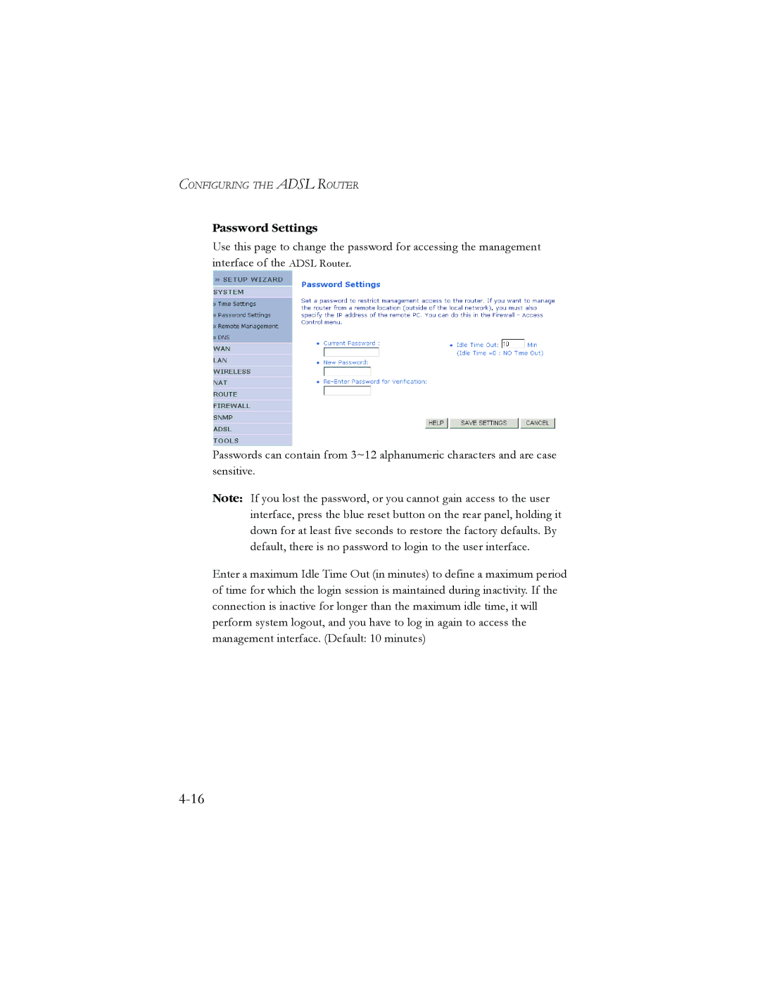 SMC Networks AR4505GW manual Password Settings 