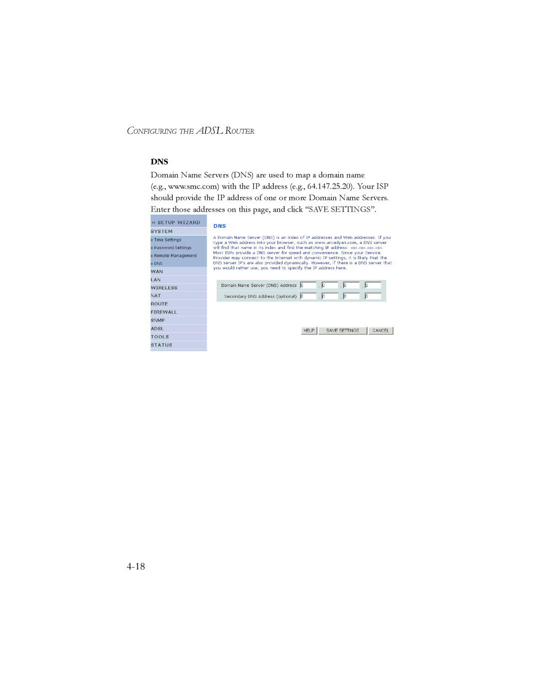 SMC Networks AR4505GW manual Dns 