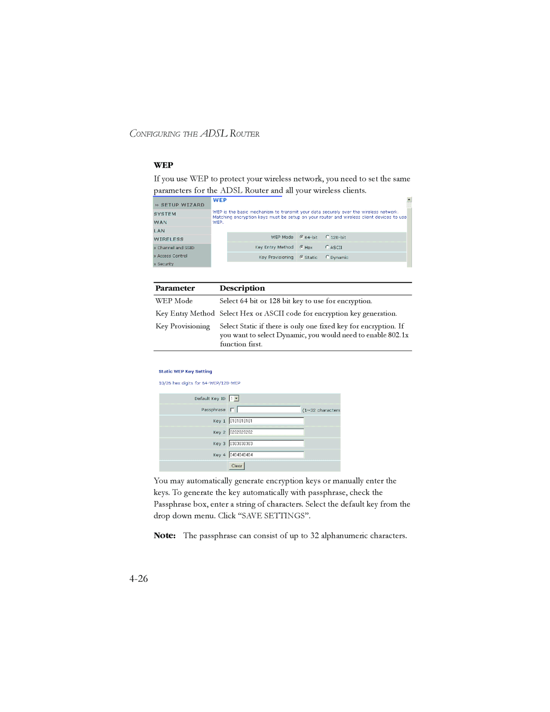 SMC Networks AR4505GW manual Wep 