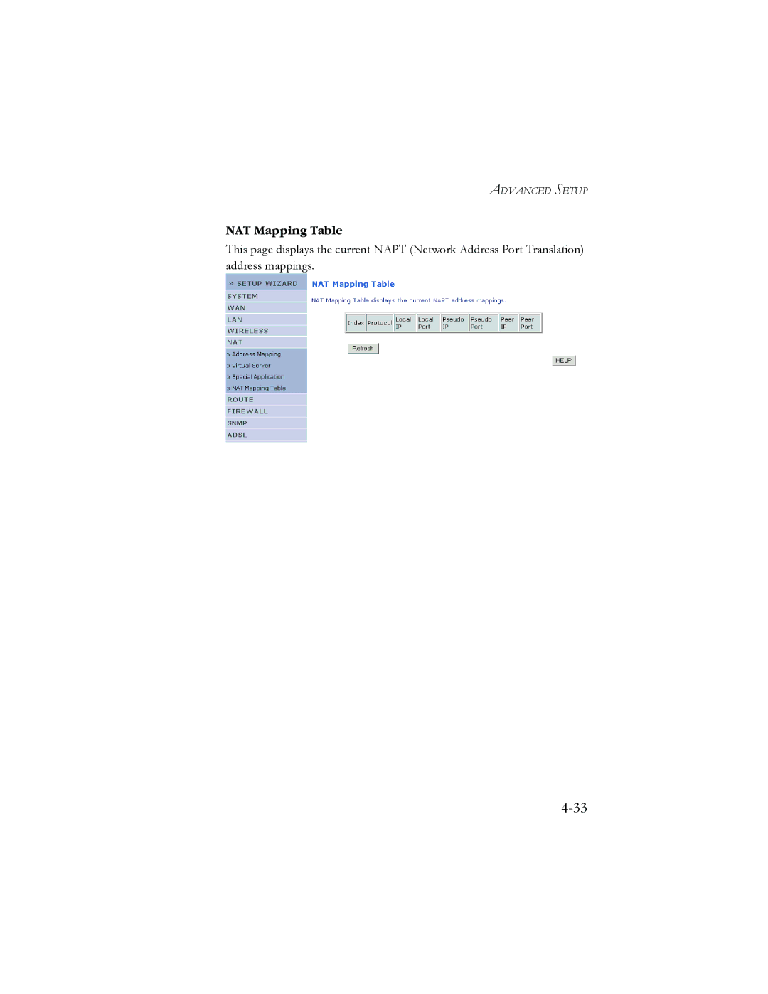 SMC Networks AR4505GW manual NAT Mapping Table 