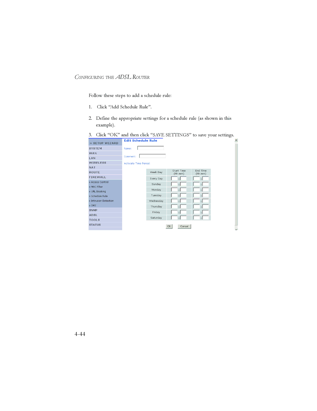 SMC Networks AR4505GW manual Configuring the Adsl Router 