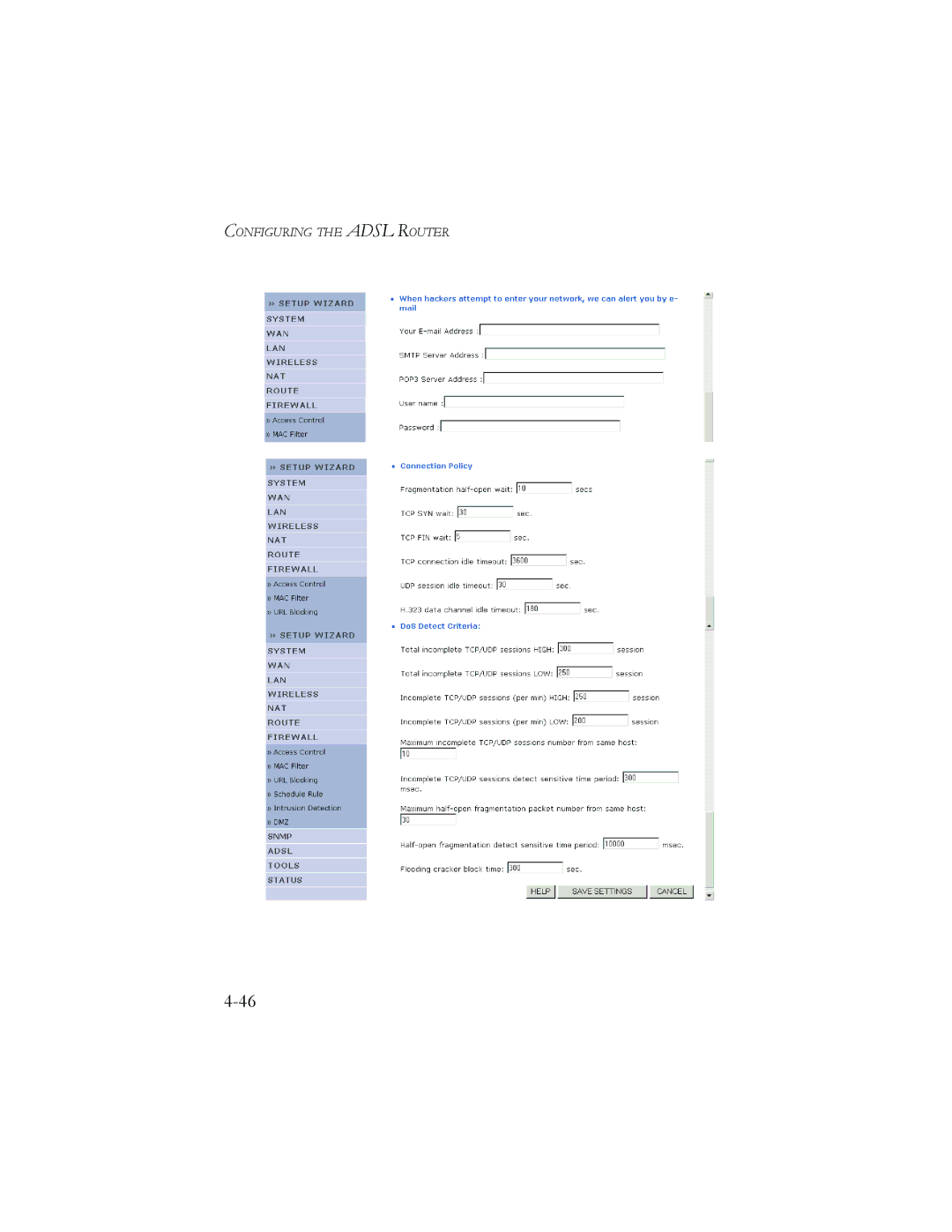 SMC Networks AR4505GW manual Configuring the Adsl Router 