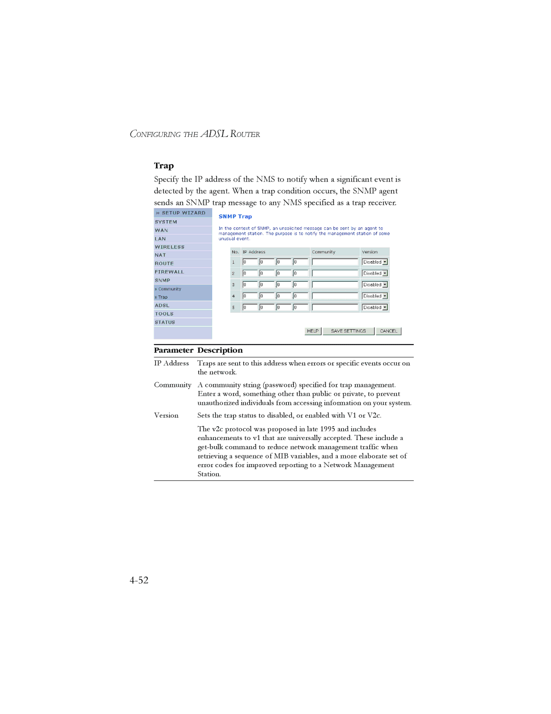 SMC Networks AR4505GW manual Trap 