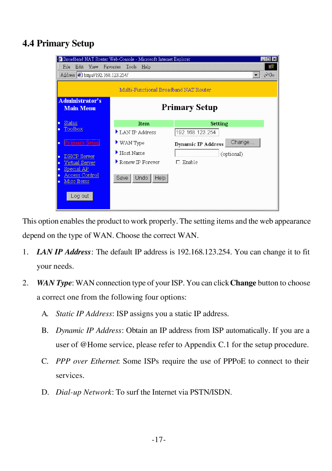 SMC Networks Barricade specifications Primary Setup 