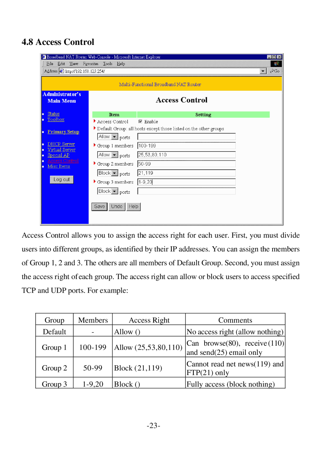 SMC Networks Barricade specifications Access Control 