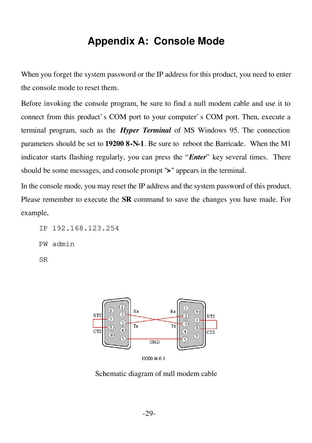 SMC Networks Barricade specifications Appendix a Console Mode 