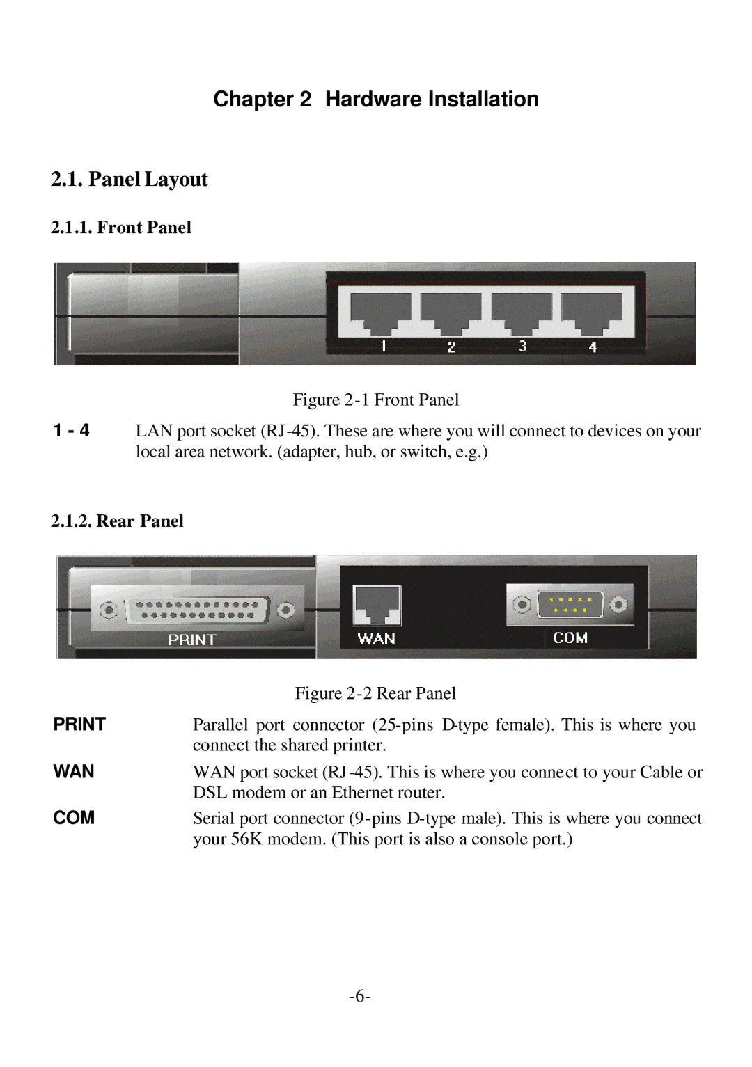 SMC Networks Barricade specifications Hardware Installation, Panel Layout 