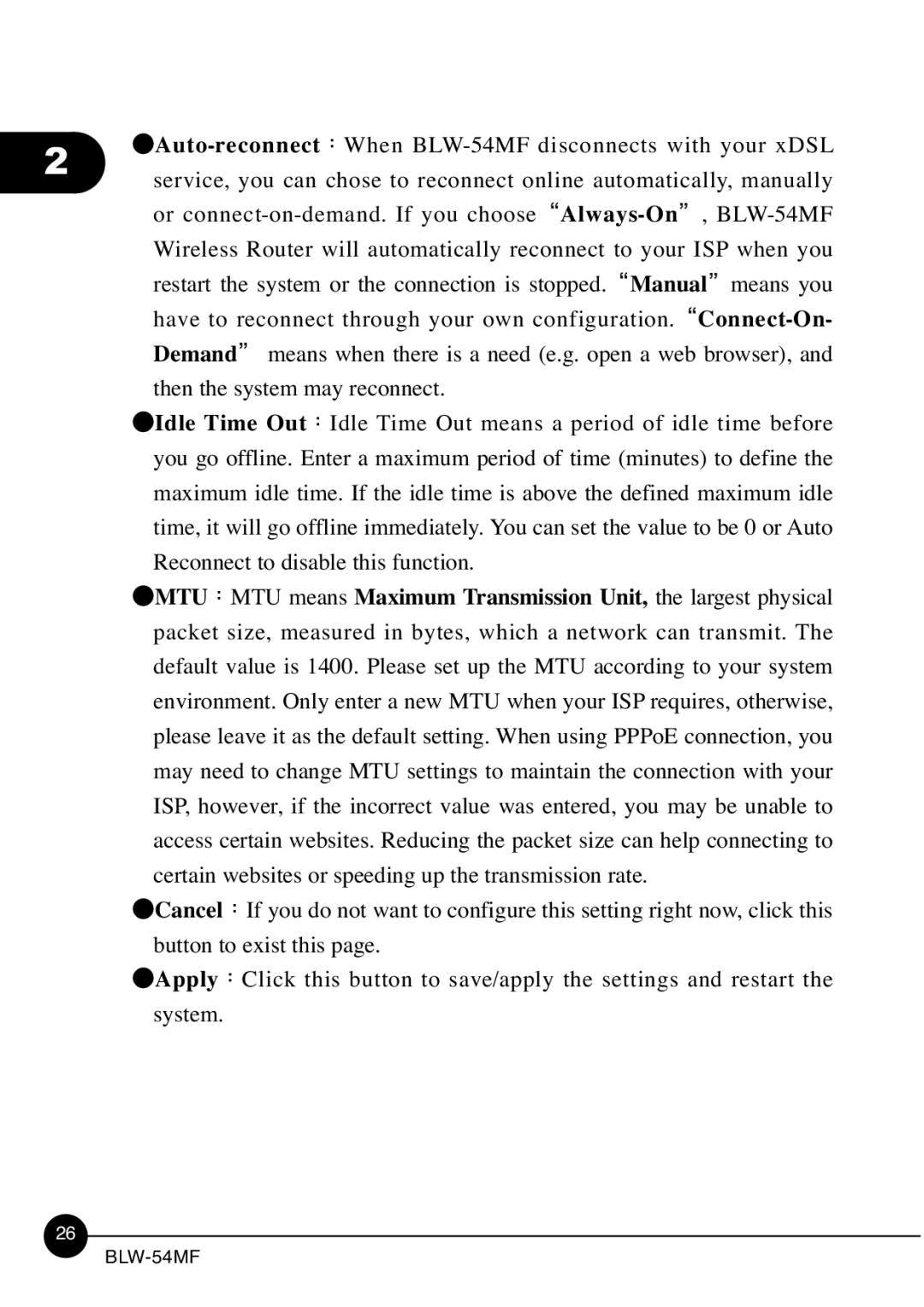 SMC Networks BLW-54MF manual 