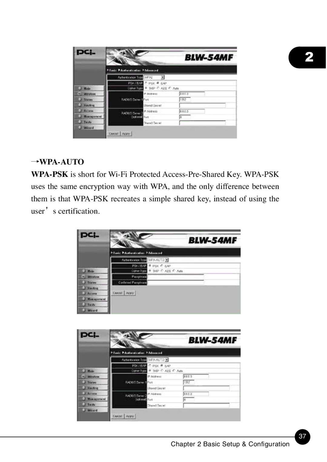 SMC Networks BLW-54MF manual Wpa-Auto 