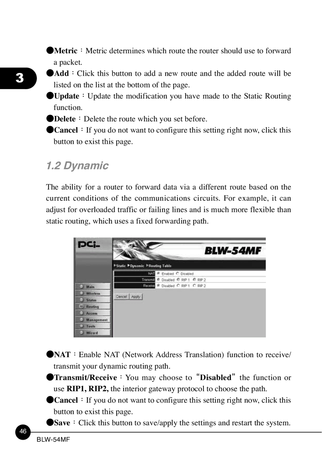 SMC Networks BLW-54MF manual Dynamic 