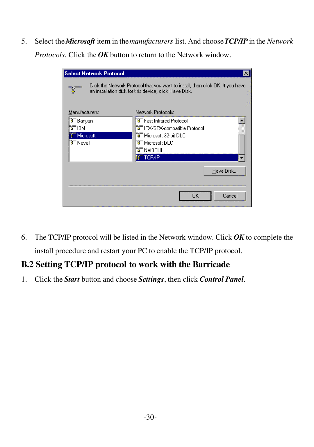 SMC Networks Cable/DSL Router specifications Setting TCP/IP protocol to work with the Barricade 