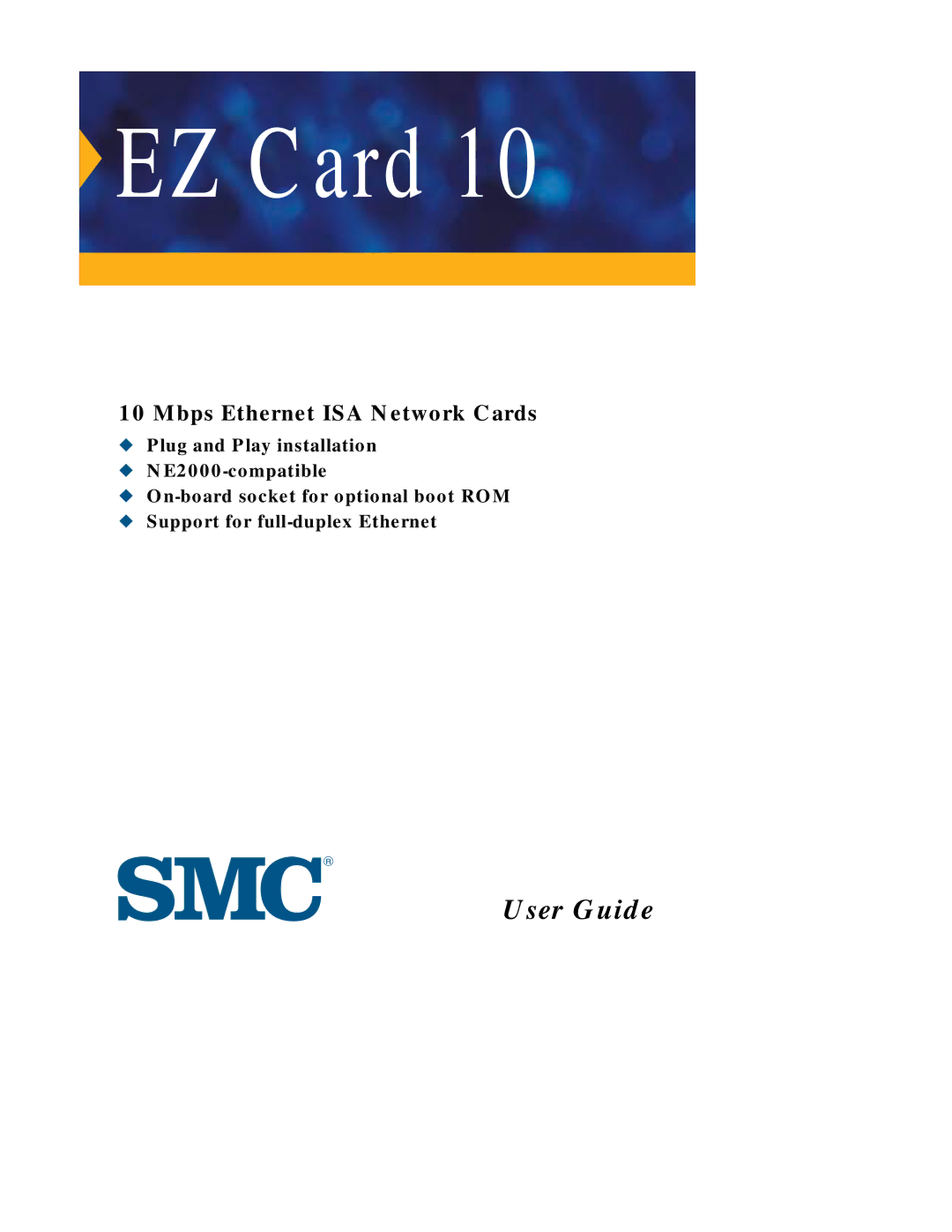 SMC Networks Ethernet ISA Network Cards manual EZ Card 