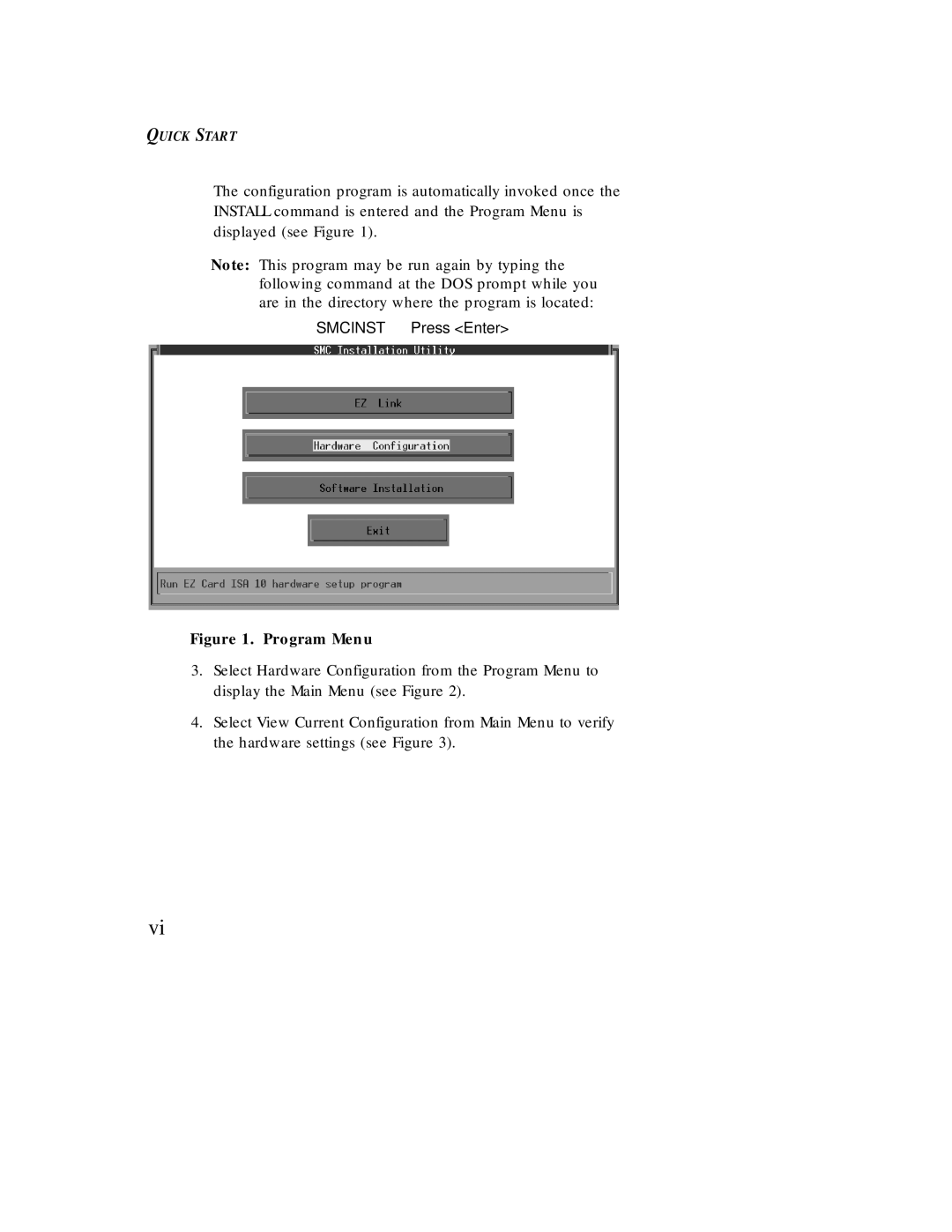 SMC Networks Ethernet ISA Network Cards manual Program Menu 