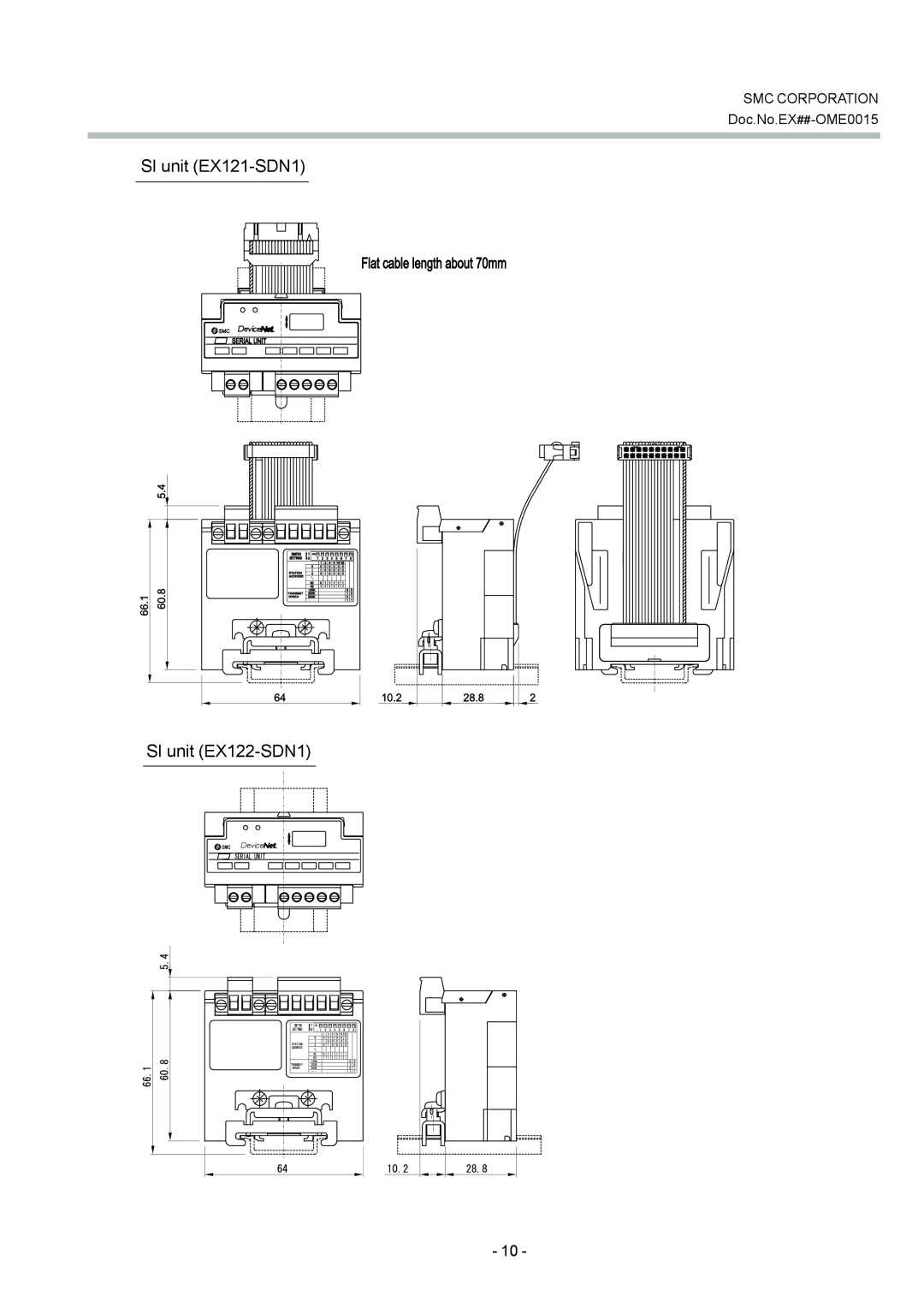 SMC Networks EX120-SDN1, EX124D/U-SDN1 operation manual SI unit EX121-SDN1, SI unit EX122-SDN1 