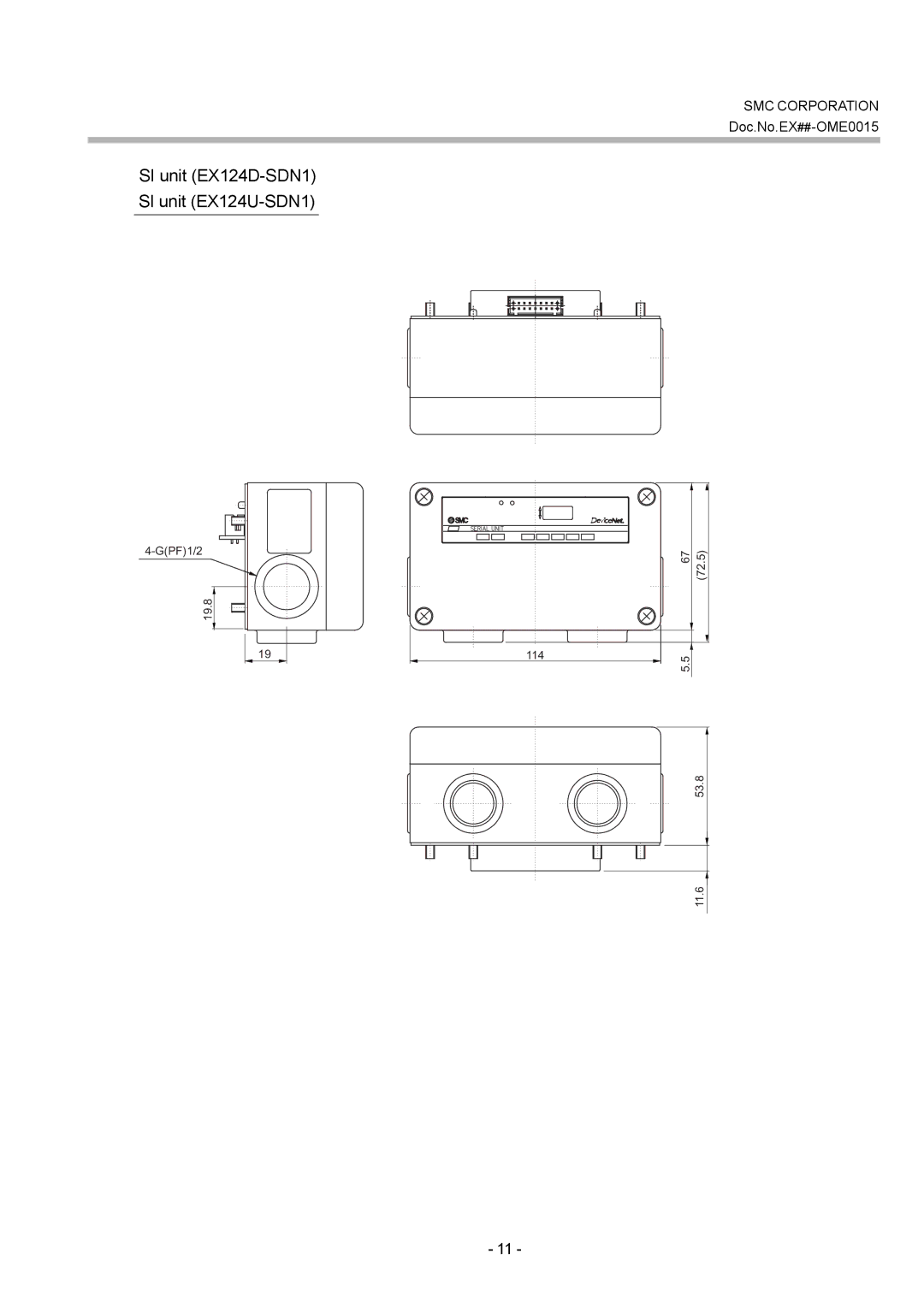 SMC Networks EX121-SDN1, EX124D/U-SDN1, EX122-SDN1, EX120-SDN1 operation manual SI unit EX124D-SDN1 SI unit EX124U-SDN1 