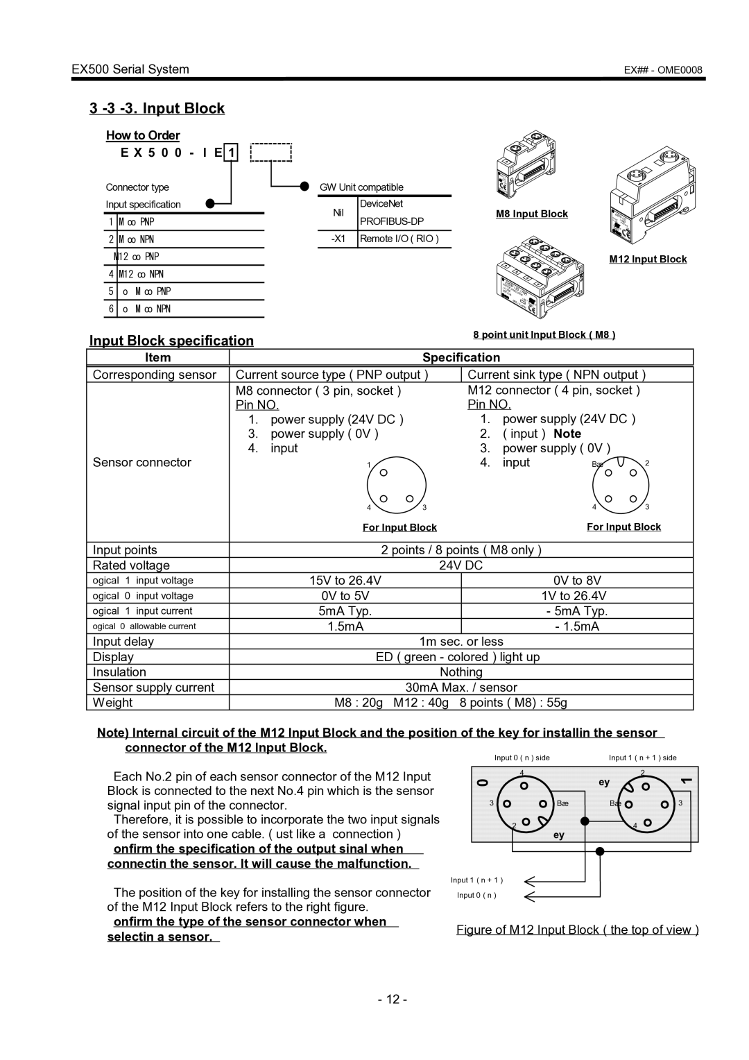 SMC Networks EX500 manual Input Block specification, How to Order 5 0 0 I E 