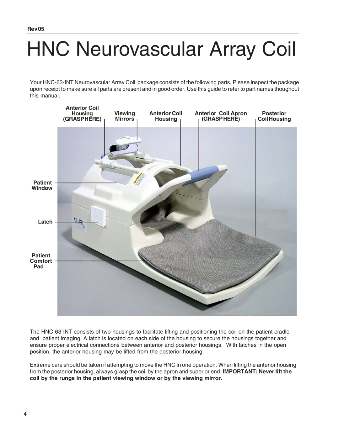 SMC Networks HNC-63-INT, 500082 manual HNC Neurovascular Array Coil, Grasphere 