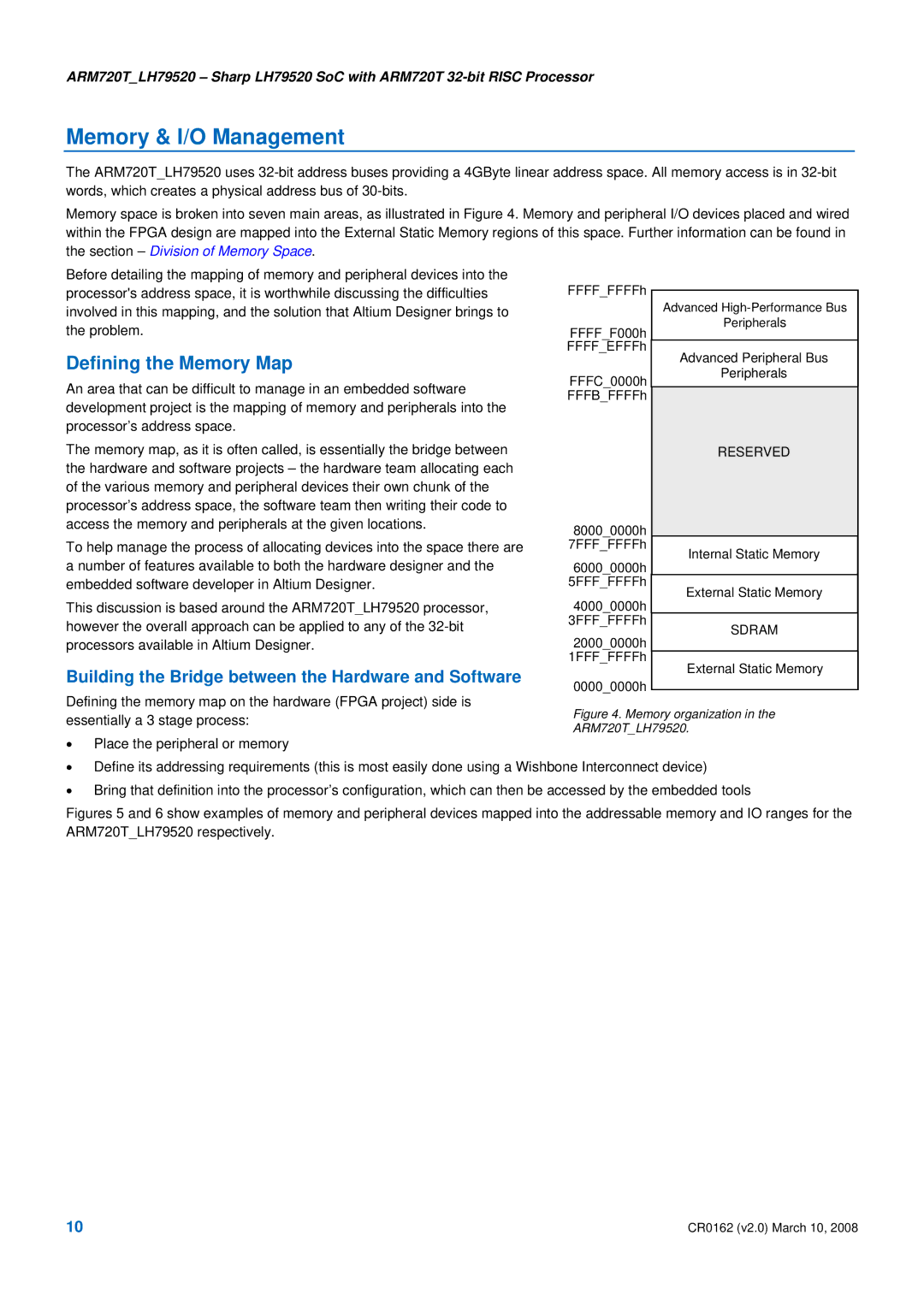 SMC Networks LH79520 SoC ARM720T, ARM720T_LH79520 manual Memory & I/O Management, Defining the Memory Map 