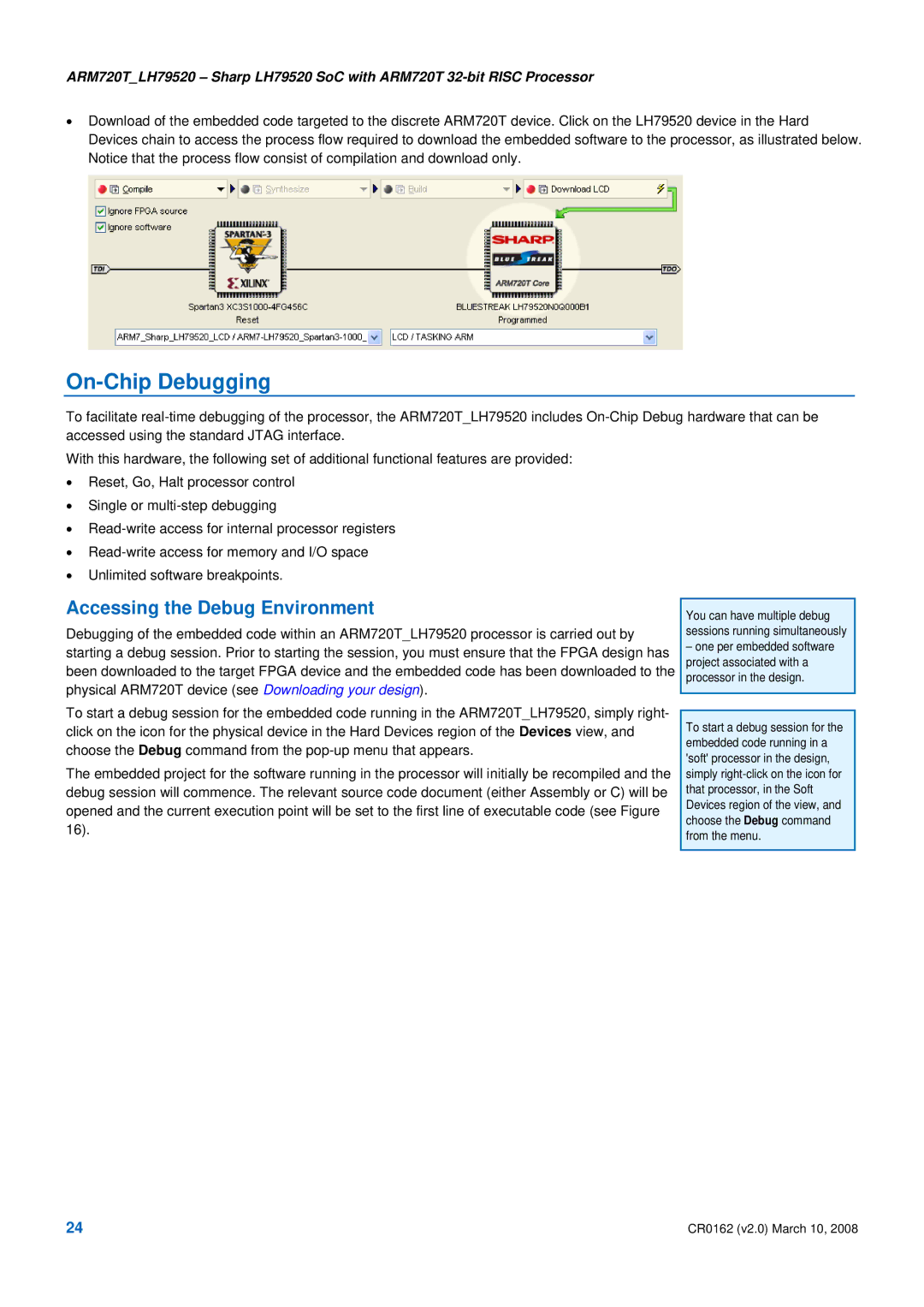 SMC Networks LH79520 SoC ARM720T, ARM720T_LH79520 manual On-Chip Debugging, Accessing the Debug Environment 