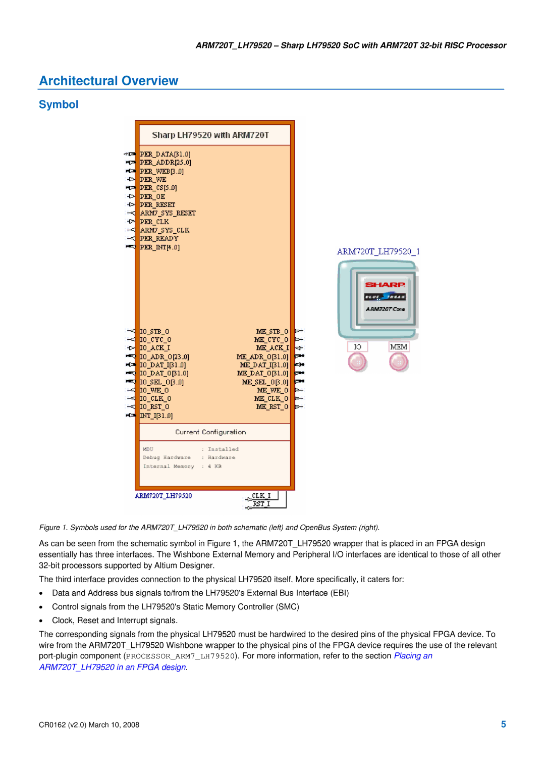 SMC Networks ARM720T_LH79520, LH79520 SoC ARM720T manual Architectural Overview, Symbol 