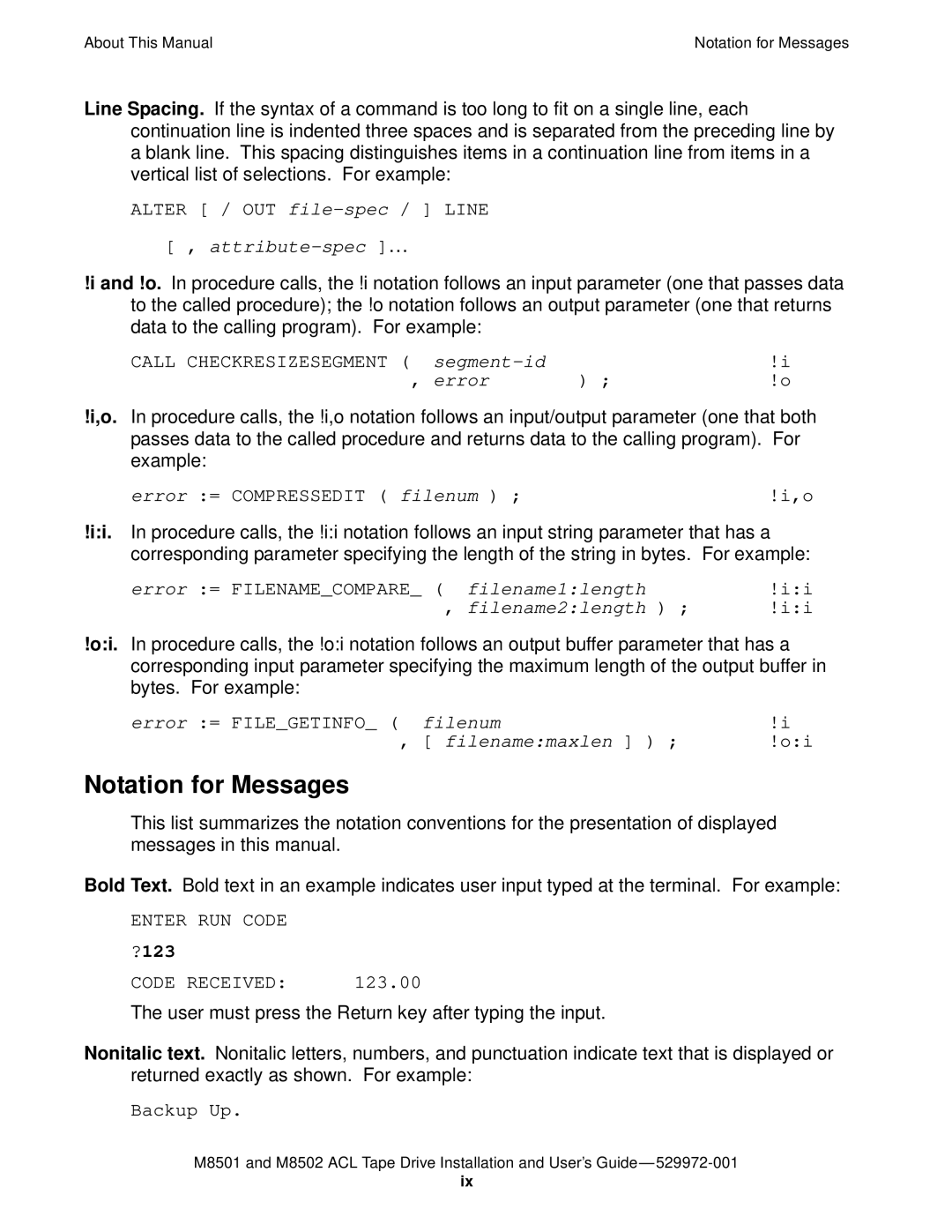 SMC Networks M8501 manual Notation for Messages, Attribute-spec … 