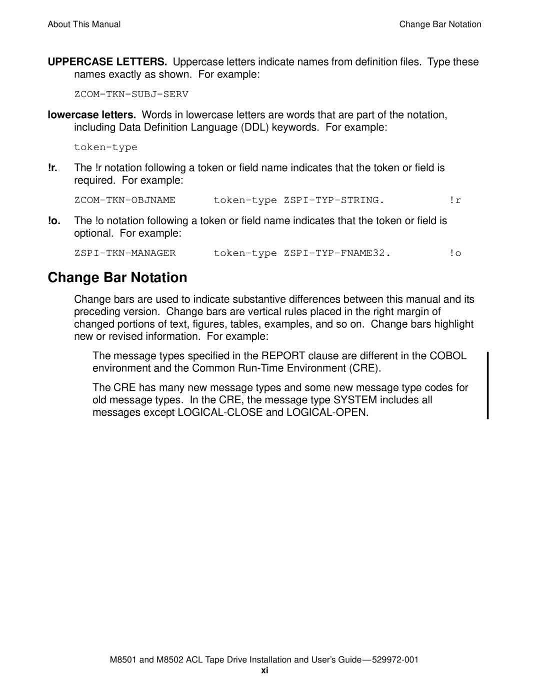 SMC Networks M8501 manual Change Bar Notation, Zcom-Tkn-Subj-Serv 