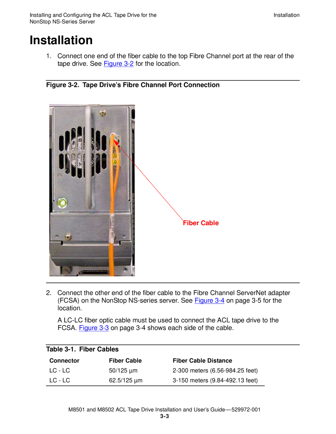 SMC Networks M8501 manual Installation, Fiber Cable 