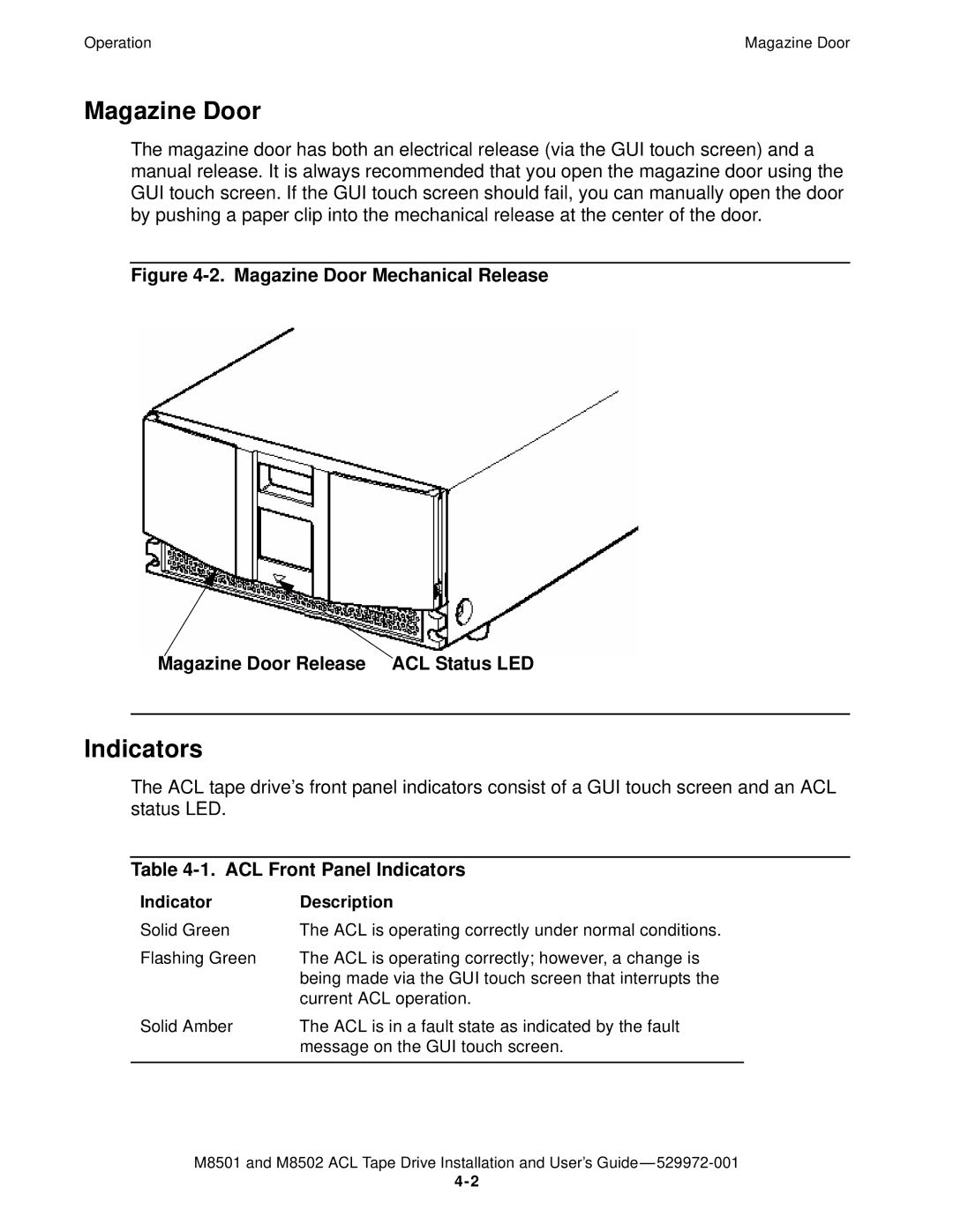 SMC Networks M8501 manual Magazine Door, Indicators 