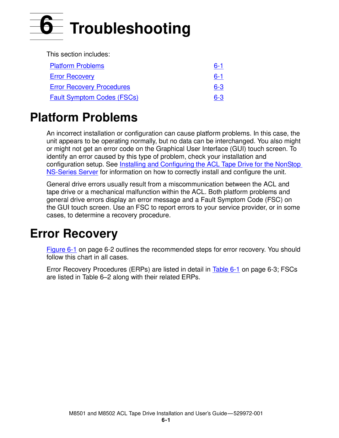 SMC Networks M8501 manual Troubleshooting, Platform Problems, Error Recovery 