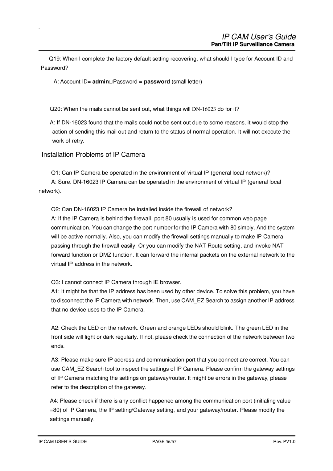 SMC Networks None manual Installation Problems of IP Camera 